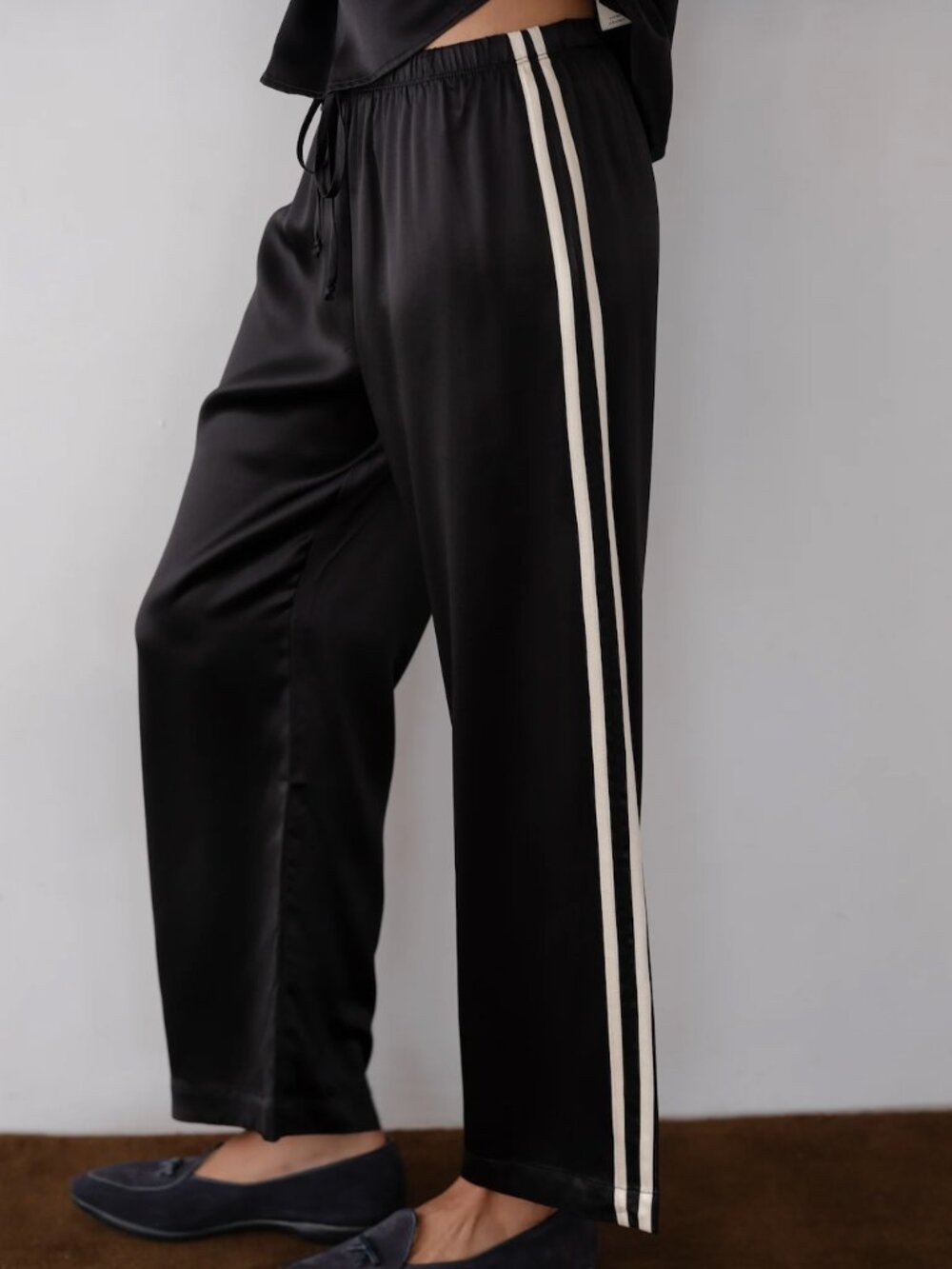 Donni Silk Striped Cropped Pants